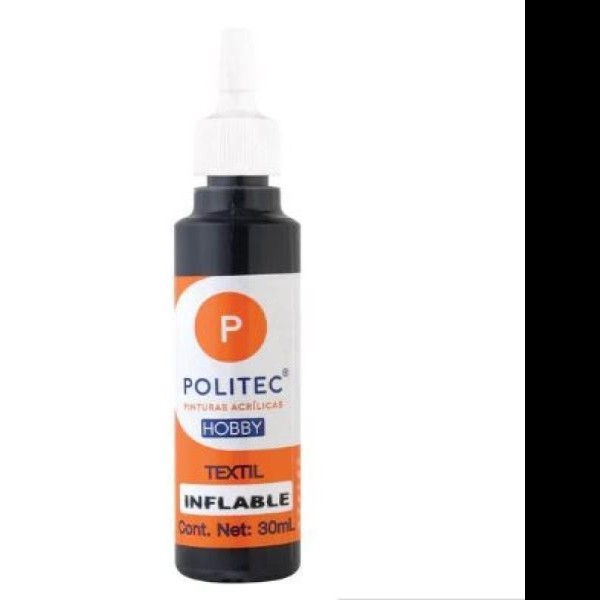 PINTURA TEXTIL INFLABLE 30ML POLITEC NEGRO 425 E12 C240